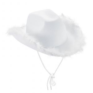 Chapeau De Cowboy &Eacute;l&eacute;gant &Agrave; Large Bord Pour Femme, Style Western Vintage, Blanc Duveteux, Taille Unique, Id&eacute;al Pour Cosplay Et Halloween. - Neuf