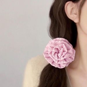 Attache Cheveux Fleur Rouge Chouchou Fleur Rouge &Eacute;lastiques &Eacute;lastiques En Caoutchouc Rouge Grande Fleur &Eacute;lastiques Cheveux Fait Main Accessoires Cheveux Fleuris Bijoux Pour Femmes - Neuf