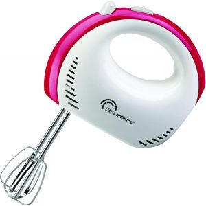 8856 Little Batteur, Batteur &eacute;lectrique, 5 vitesses, 2 fouets et 2 crochets &agrave; p&eacute;trin Inox, Ultra Compact, 300 W, Blanc/Rouge - Neuf