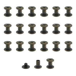 Lot de 20 vis Chicago M5x8mm Chicago Vis de reliure Chicago Rivet à clous en métal Vis Chicago à tête cruciforme pour ceinture en cuir Bricolage Livre de scrapbooking-couleur bronze - Neuf