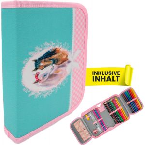 Eryi-Trousse D'écolier 28 Pièces Remplie 1 Fermeture Éclair Pour Garçons Et Filles, Cheval., Poche Supplémentaire - Neuf