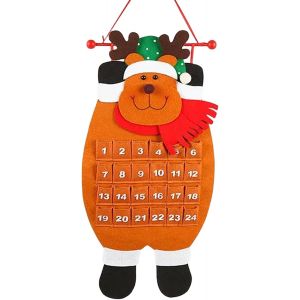 Calendrier de l'Avent Elan, Calendrier mural de l'Avent en feutre, Calendrier de l'Avent 24 pochettes à remplir, Calendrier de Noël DIY - Neuf