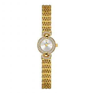 Montre-Bracelet De Luxe Pour Femme, Petite, Elegante, En Or Et Argent, Sertie De Diamants, Cadran Rond Et Bracelet, Ref. : 9781 - Neuf