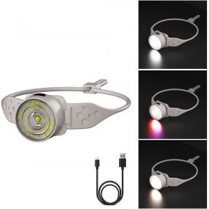 Lampe Frontale Led Rechargeable, Lampe Frontale Ext&eacute;rieure Portable En Silicone, Mode 5 Vitesses, Lumi&egrave;re Blanche Et Lumi&egrave;re Chaude, Alternance De Flash Rouge Et Bleu. - Neuf