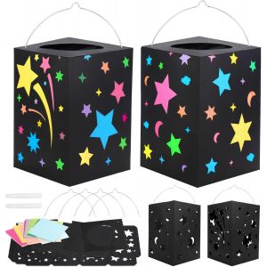 KALANKA-4 Pièces DIY Lanterne Enfant Kit de Bricolage Lanterne pour Enfant Lanterne D'étoiles 3D Kit de Lanterne de Découpe Papier pour Cours de Travaux Manuels D'enfants, Anniversaire - Neuf