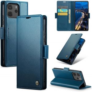 Maa-Coque Pour Xiaomi Redmi Note 14 4g, Étui Housse En Rfid Protection Premium Pu Cuir Portefeuille Rabat Case Magnétique Stand Antichoc, Étui Case Pour Xiaomi Redmi Note 14 4g, Bleu - Neuf