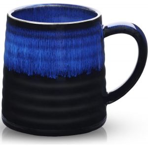 Ytfhg-700ml Extra Large Tasse À Café En Céramique Avec Grande Anse, 25 Oz Jumbo Tasse À Thé Mug Pour Le Bureau Et La Maison, Micro-Ondes Et Au Lave-Vaisselle, Texture Émaillée Faite À La Main (Bleu É - Neuf