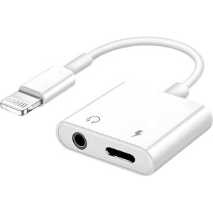 2 In 1 Lightning To 3.5mm Jack Adapter,Iphone Headphone Adapter [Mfi Certified] Aux Audio Splitter Converter Compatible With Iphone 14 Pro Max/13/12/11/Xs/Xr/8/7 - Neuf