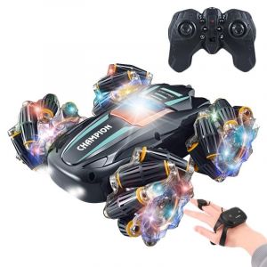 Voiture T&eacute;l&eacute;command&eacute;e Stunt 360&deg; Double Face Lumi&egrave;res &Eacute;blouissantes Tout-Terrain YONIS - Neuf