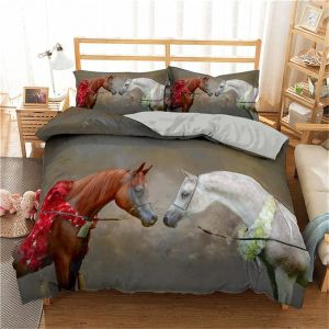 Ensemble De Couette Th&iquest;&iquest;Me De La Faune D Cheval, Housse De Couette Et Taies D'oreiller Faciles &iquest;&iquest; Entretenir, Literie &iquest;&iquest;Talon Super Doux (Cheval , X Cm) - Neuf