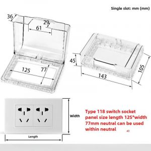 (Type 118) Couvercle de protection de prise Couvercle d'interrupteur d'éclairage Boîte étanche pour prise de courant Maison Salle de bain Auto-adhésif Chambre Toilette 86 /118Type Boîte anti-éclabou - Neuf