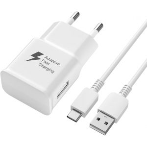 Njmks-Chargeur Rapide Pour Samsung Galaxy A14 A13 A12 A04s A32 A31 A22 A21 A51 A50 A40 M13 S9 S9+ S8 S8+ S10 5g S10e S10+ Ep-Ta200 Usb Adaptive Fast Charging Avec Câble Type C(Blanc) - Neuf