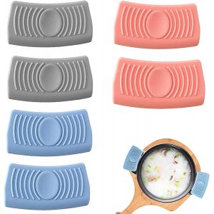 Jexnovashop-Poign&eacute;e Chaude Silicone,6 Pi&egrave;ces Supports Poign&eacute;e Casserole De Casserole En Silicone Manique Support De Poign&eacute;e Chaude Pour La Cuisine Fonte Ferts Griddle - Neuf