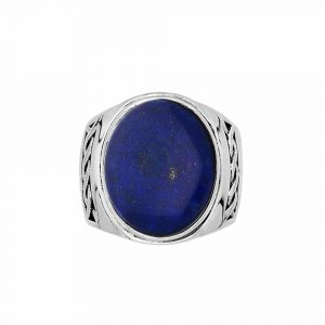 Bague Homme Lapis Massive Argent - Neuf