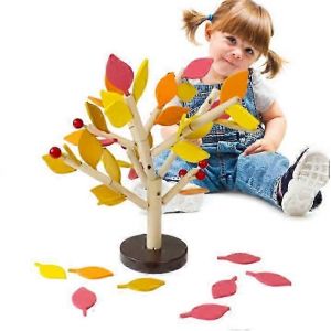 Jouet en bois en forme d'arbre &agrave; feuilles pour enfants 2025-Orange - Neuf