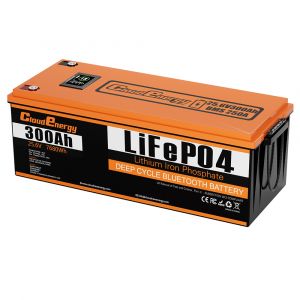 Batterie de secours Cloudenergy 24V 300Ah LiFePO4,capacit&eacute; de 7680Wh,plus de 6 000 cycles,syst&egrave;me de gestion de batterie (BMS) int&eacute;gr&eacute; de 200A,compatible avec les montages en s&eacute;rie et en parall&egrave;le - Neuf