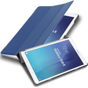 ELVORIX-Cadorabo Coque Tablette pour Samsung Galaxy Tab E (9.6" Zoll) SM-T561 / T560 en Bleu FONC&Eacute; Jersey &iquest; Housse Protection Tr&egrave;s Fine en Similicuir en Style Livre sans Auto Wake Up et Stand Horizon - Neuf