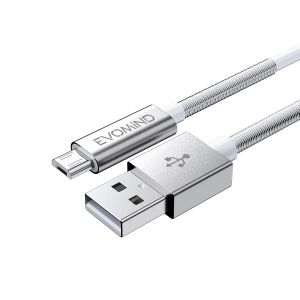 Cable Micro USB 2M Charge Rapide et Transfert de donnees pour Samsung Galaxy S7/6/ A10/ J, Xiaomi Redmi 9c/6a/ Note 6 Pro, Manette PS4/Xbox One, et Autres dispositifs MicroUSB - 2M Blanc - Neuf