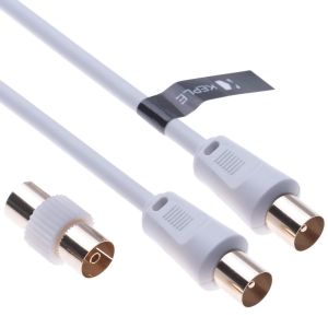 Câble d'antenne récepteur satellite pour enregistreur de télévision par câble récepteur parabolique pour distributeur satellite barre de son TV, radio, DVB-T, DVB-C, DVB-S, DVB-S2, FM, DAB, coaxial 3m - Neuf