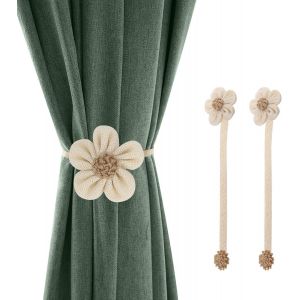 (Un) Pack De 2 Magnetiques Embrasses De Rideaux Avec Des Boucles De Ceintures, De Tournesol, De Lin Tresse Decoratif Large Magnetique Rideau Tendeur Avec Cordon De Decoration Pour La Maison Accessoires - Neuf