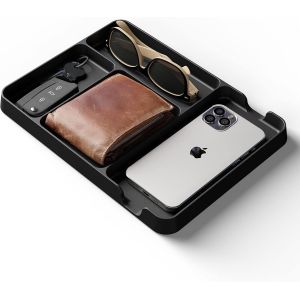 Pocket Deck Noir Pour Hommes. Bac De Rangement Pour Table De Nuit, Entrée Ou Bureau. En Fibre De Bambou. Compartiments Pouvant Accueillir Portefeuille, Clés, Lunettes De Soleil Et Téléphone Portable - Neuf