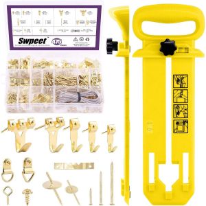 ChenQuanSarl-Lot De 475 Crochets De 3,5 À 2,5 Kg Avec Niveau De Suspension Vert Pour Tableau, Crochets, Anneau En D, Clous, Vis À ?illet, Crochets En Dents De Scie, Fil D'Acier Torsadé Pour Tableau - Neuf