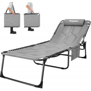 Bain De Soleil Pliants 5 Positions Réglable,Chaise Longue Inclinable Pliable,Lit De Camping Pliant Avec Oreiller Poche Charge Max 180kg Transat De Relaxation Pour Plage Jardin Camping Voyage - Neuf