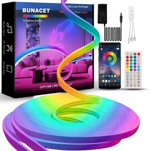Rgb+Ic N&eacute;on Ruban Led 16m 24v, Bande Led Dimmable Flexible, Ip65 Etanche Avec Contr&ocirc;le App, T&eacute;l&eacute;commande, Puissance, Multicolore Pour Ext&eacute;rieur/Int&eacute;rieur, 2&times;8m[Rub9221805] - Neuf