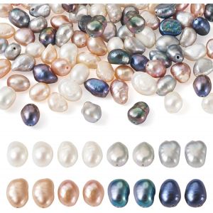 Mevronisshop-Beadthoven Lot De 100 Perles De Culture D'eau Douce Naturelles 4 Styles De Perles De Riz Teintes Baroques Pour La Fabrication De Bijoux, Trou : 0,5 &Agrave; 0,7 Mm - Neuf