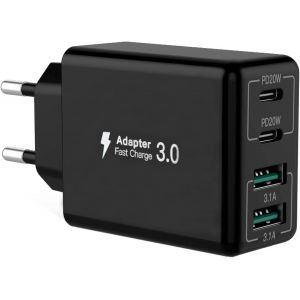 Usb C Charger, 40w 4 Ports Usb C Fast Charging Block Dual Port Pd+Qc Multiport Type C Charger Compatible With Iphone 11/12/13/14/15/Pro Max/Xs/Xr/8/7/Samsung Phone/Tablet - Neuf
