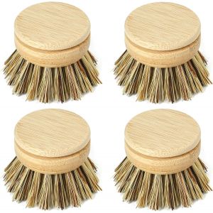 Eryi-Têtes De Brosse À Vaisselle Écologiques À Poils Fermes U2022 4 Têtes De Brosse À Laver En Bois Pour Cuisine U2022 Recharges De Poils Interchangeables U2022 Brosses À Récurer U2022 Nettoyage - Neuf