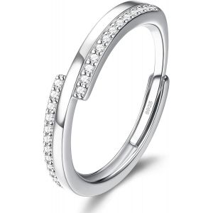 Kahfl-Bague Femme En Argent 925 Zircone Cubique Bague Femme Réglable Minimaliste Bague Fiançailles Mariage Alliance Femme Argent/Or - Neuf