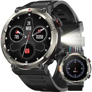 Montre Connectée Homme, Appels Bluetooth, Batterie 960Mah, Boussole, Lampe De Poche, 100+ Modes Sportifs, Analyse De La Fréquence Cardiaque Et Du Sommeil, Pour Android/Ios - Neuf