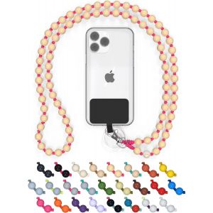 KALANKA-Cha&icirc;ne Universelle en Perles de Bois pour t&eacute;l&eacute;phones Portables, cha&icirc;ne - Compatible avec Tous Les Smartphones: iPhone 15, 14, 13, 12, 11, X, Samsung Galaxy (sans &eacute;tui) - Neuf