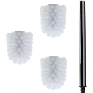 3 T&ecirc;tes De Wc De Rechange Blanches &Oslash; Env. 6,5 Cm + 1 Poign&eacute;e En Acier Inoxydable De 26,5 Cm-Wc-Wc-Wc-Interchangeable-Design Moderne-Haute Qualit&eacute; &iquest; - Neuf