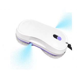 Robot Nettoyeur de Vitres Automatique avec Double Pulv&eacute;risateur, 5600 Pa, T&eacute;l&eacute;commande, Navigation Intelligente, D&eacute;tection des Bords, 10 Lingettes Lavable - Neuf