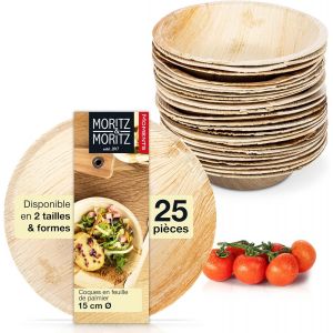 Kalanka-25-Pc Bols De Vaisselle De Feuille De Palmier &Oslash; 15 X 6 Cm - 25 Assiettes Jetables Durables - Alternative &Agrave; La Vaisselle En Bambou Et Aux Assiettes En Bambou - Neuf
