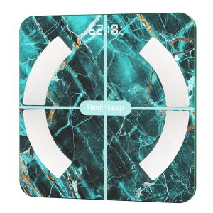 Balance P&egrave;se Personne, Healthkeep Balance Imp&eacute;dancem&egrave;tre Bluetooth Balance Connect&eacute;e Haute Pr&eacute;cision Avec App 13 Indicateurs Pour Andriod Et Ios Max 180kg/400lb/28st, 28 * 28cm - Marbre Vert - Neuf