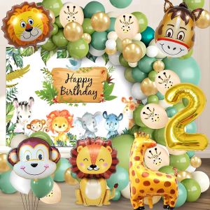 ChicSlick-Jungle Décoration 2 Ans, Kit Animaux Ballons 80 Pcs, Safari Fête Vert Ballon Helium, Forêt Anniversaire Garçon Fille Enfants[X329] - Neuf