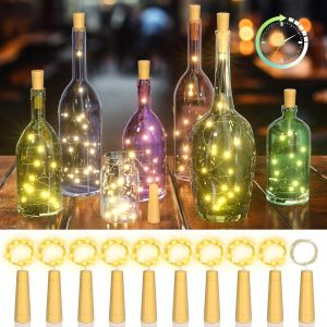 KAL-Lot De 10 Guirlandes Lumineuses En Forme De Bouteille Avec Minuteur - 2 M - 20 Led - Fil De Cuivre - Guirlande Lumineuse D'Intérieur - Pour Bricolage, Sapin De Noël, Chambre À Coucher - Neuf