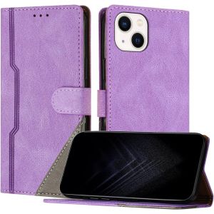 Kal-Étui Pour Iphone 14 Plus (6,7 Pouce), Housse En Cuir Pu Avec [Protection Antichoc Tpu] [Fonction Support] [Porte-Cartes ] Antichoc Magnétique Coque Pour Iphone 14 Plus - Violet - Neuf