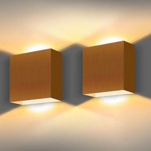 2pcs Applique Murale Intérieure Led 7w Moderne Applique Dorée Murale Interieur Lumière Blanche C 3000k Applique Murale Carrée Pour Chambre Salon Colonnade - Neuf