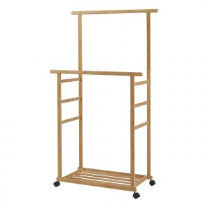 Portemanteau meuble d'entr&eacute;e design bambou 147 x 70 x 36 cm naturel Helloshop26 03_0010370 - Neuf