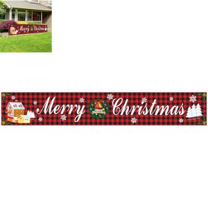 Banni&egrave;re &laquo; Joyeux No&euml;l &raquo; pour d&eacute;coration int&eacute;rieure et ext&eacute;rieure avec motifs P&egrave;re No&euml;l, bonhomme de neige et sapin, corde de suspension incluse - Neuf