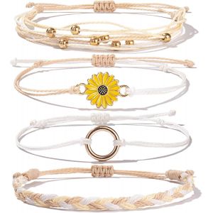 Tournesol String Bracelet - Bracelet À Breloques En Corde Tressée À La Main Pour Les Adolescentes Et Les Femmes - Neuf