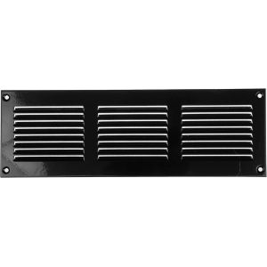 Grille d'aération noire de 300 x 100 mm - Grilles d'air à retour en acier - pour plafond et paroi latérale - CVC - avec écran de protection contre les insectes (30 x 10 cm) - Neuf
