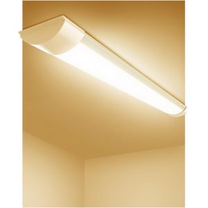 Kal-Réglette Led Étanche 115cm, Plafonnier Extérieur 40w 4800lm Blanc Chaud 3000k, Tube Aluminium Et Pc Pour Garage, Entrepôt, Bureau, Sous-Sol, Atelier - Neuf