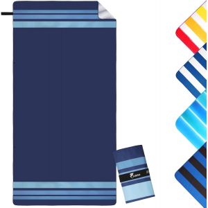 Serviette De Plage Xxl |90x180cm| Serviette Microfibre,Serviettes Est Compacte Et R&eacute;sistante Au Sable,&Eacute;g&egrave;re Et &Agrave; S&eacute;chage Rapide Adapt&eacute;e &Agrave; La Plage,Salle De Sport,Voyages (Marine&bleu Clair,180x90cm) - Neuf