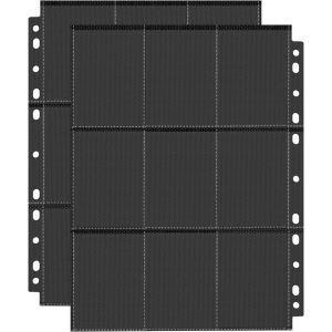 KALANKA-Pochettes pour Cartes, Double Page Protège Carte, 11 Troux, Transparents Jeu de Cartes Porte-Cartes Ensemble, accessoires de cartes à collectionner (Noir Transparent, 40 feuilles 720 poches) - Neuf