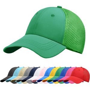 Sept-Casquette De Baseball, Unisexe Respirant Couleur Unie Maille Dos Réglable Fermeture Snapback Anti Uv Chapeau De Protection Solaire - Neuf